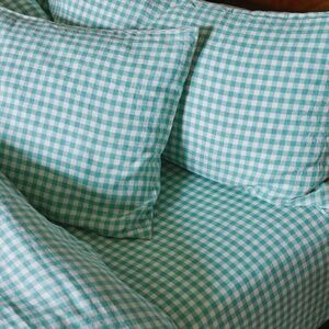 Piglet in Bed Linen Pistachio Gingham King Shams